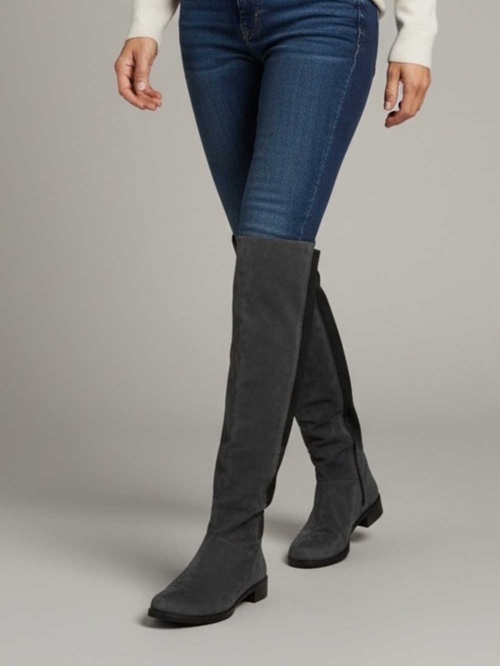 Stuart Weitzman Women Over-the-Knee Suede Boots Gray Shoes Size 8.5